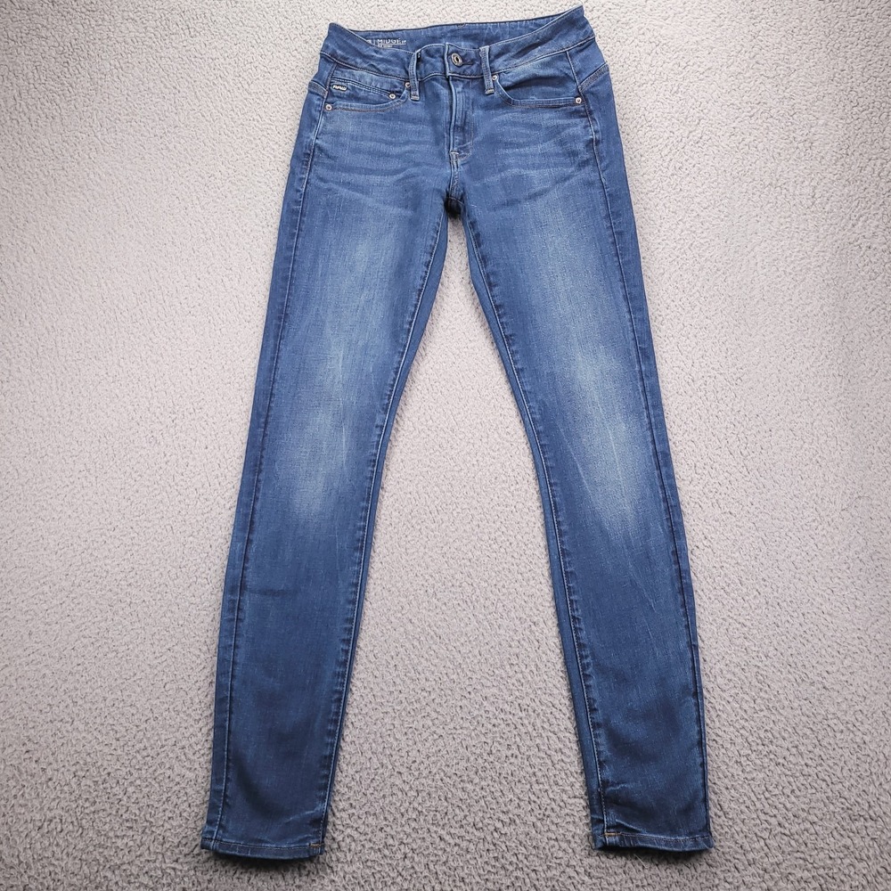 G STAR RAW Jeans Womens Size 27 MIDGE Zip Skinny Mid Rise Medium Wash Blue Denim